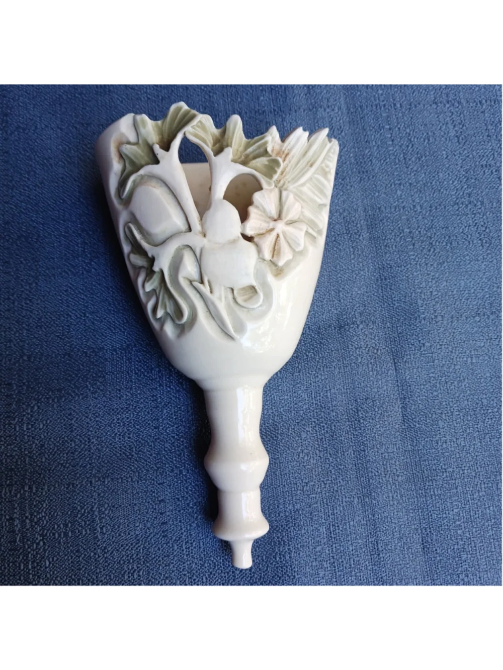 VTG Art Pottery Porcelain Wall Pocket Vase Handmade Signed Floral Alachua, FL